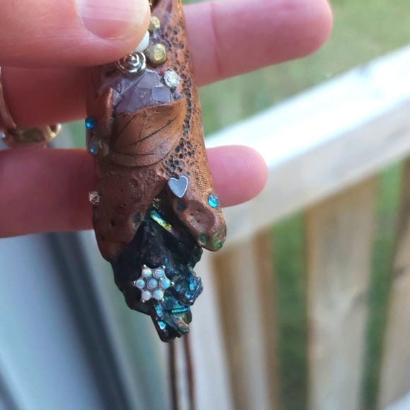OPAL AMETHYST TITANIUM DRUZY AMULET CRYSTAL LEATHER NECKLACE HANDMADE☆OOAK BOHO - Picture 10 of 17